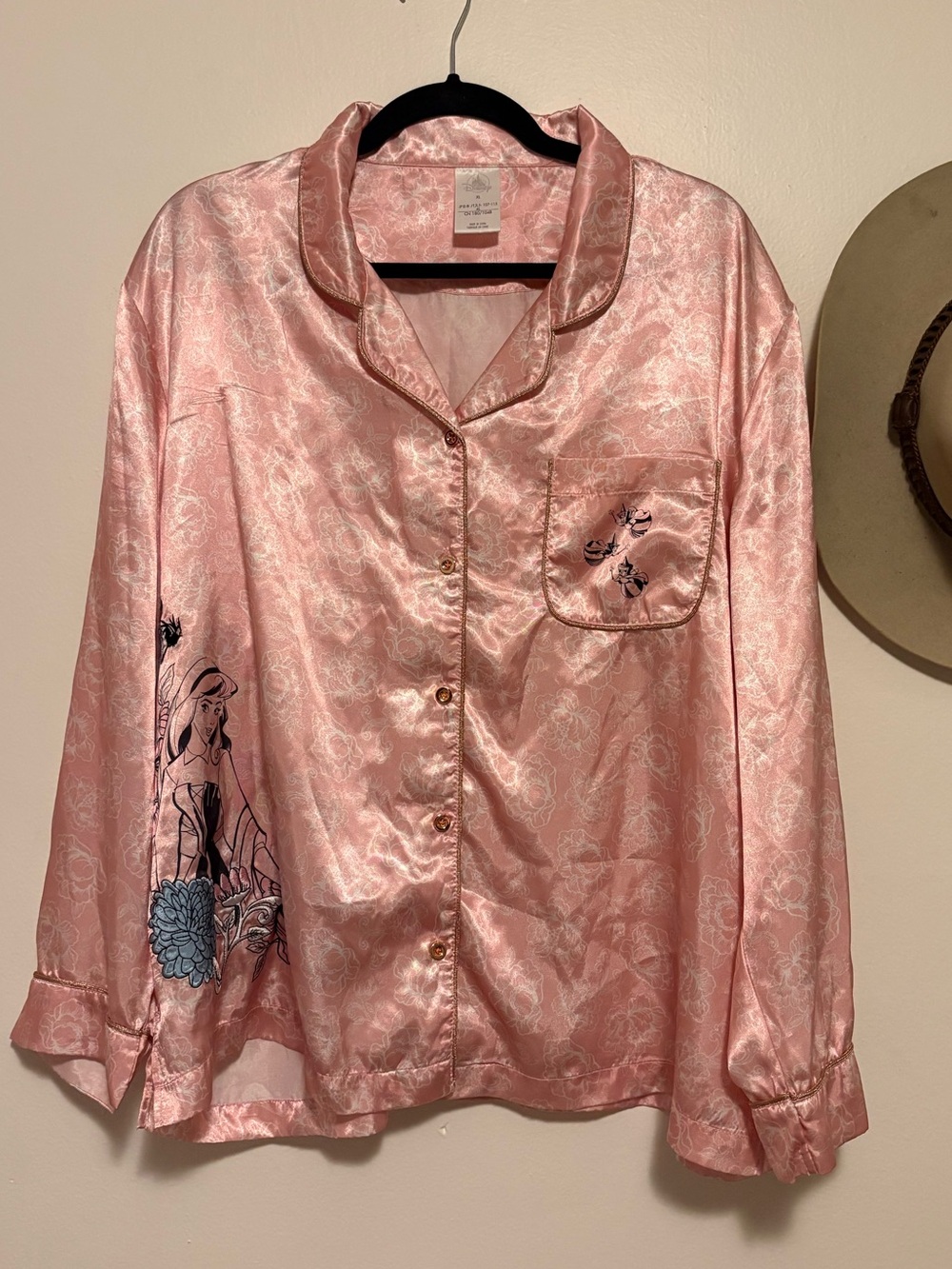 Disney Store Aurora Sleeping Beauty satin jacquard pajama top